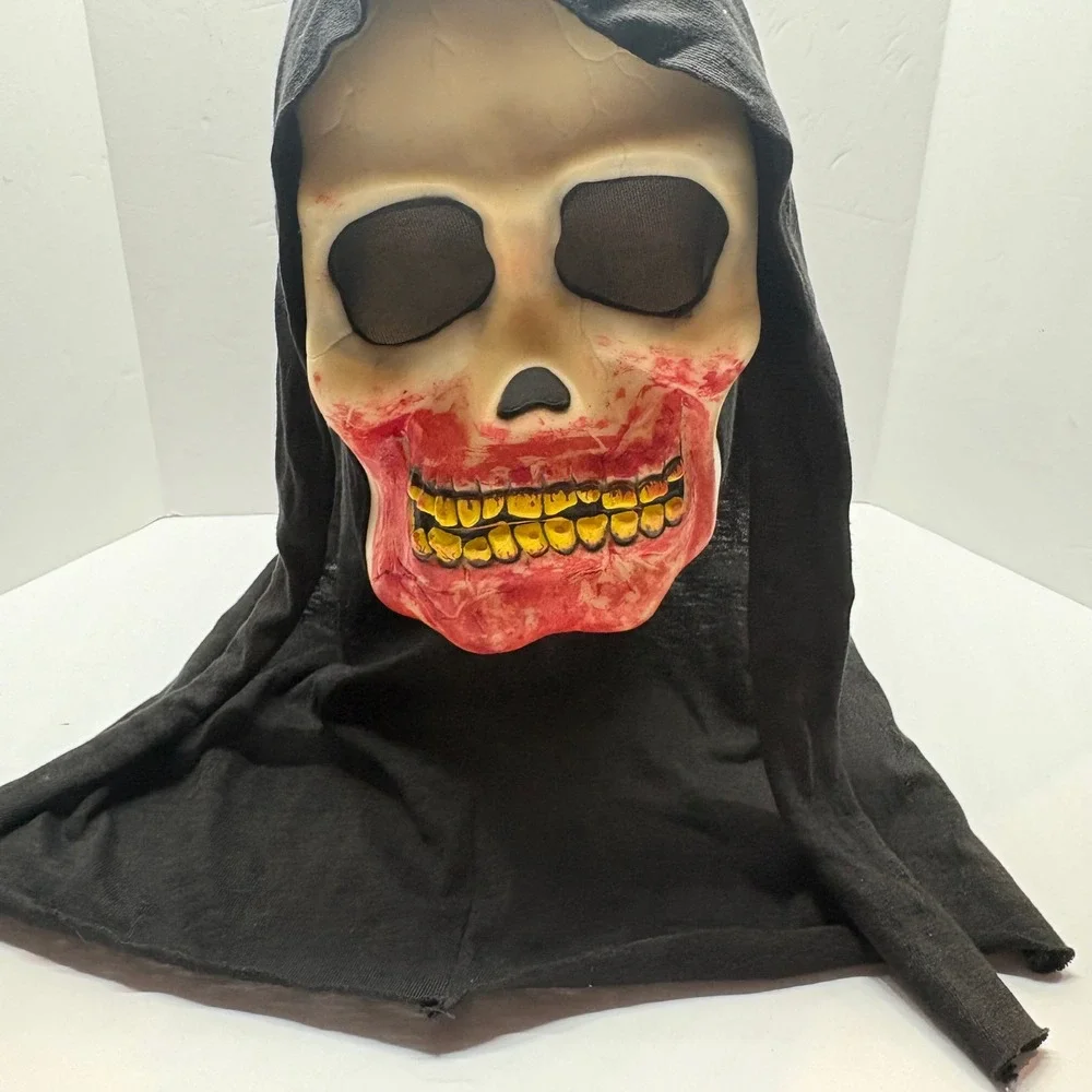 Vintage Easter Unlimited Skull Mask Black Bloody Grim Reaper Halloween